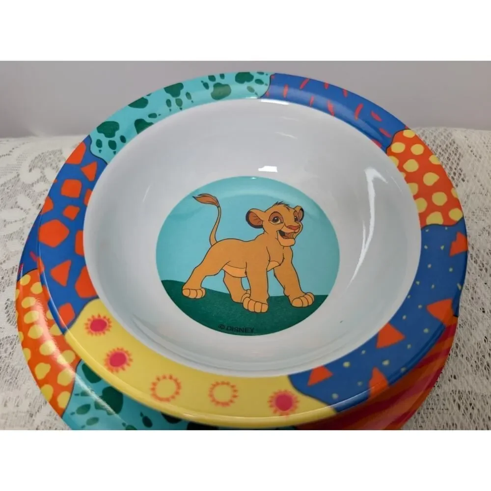 Vintage Kids Selandia Disney Lion King Plate & Bowl Set 90s Multicolored